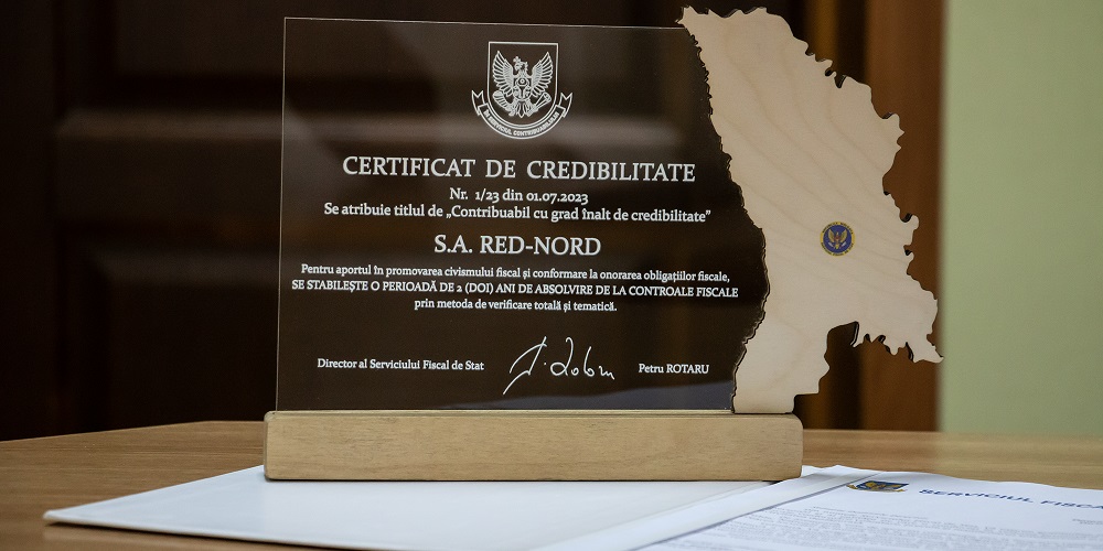 S.A. RED-Nord, desemnat pentru a doua oară "Contribuabil cu Grad înalt de Credibilitate"!